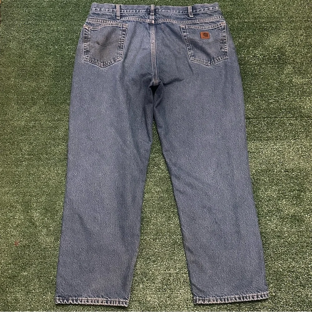 Carhartt Jeans Mens 40x32 Relaxed Flannel Lined Dark Wash Work Denim B172